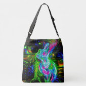 Psychedelische Konijnendraak in Neon Fantasy Crossbody Tas (Achterkant)