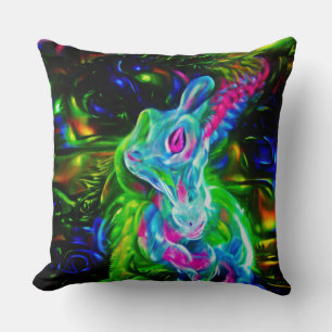 Psychedelische Konijnendraak in Neon Fantasy Kussen