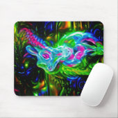 Psychedelische Konijnendraak in Neon Fantasy Muismat (Met muis)