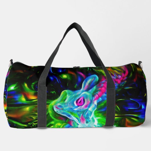 Psychedelische Konijnendraak in Neon Fantasy Plunjezak (Voorkant)