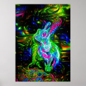 Psychedelische Konijnendraak in Neon Fantasy Poster (Voorkant)