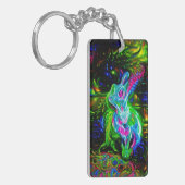 Psychedelische Konijnendraak in Neon Fantasy Sleutelhanger (Voorkant Links)