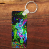 Psychedelische Konijnendraak in Neon Fantasy Sleutelhanger (Achterkant)