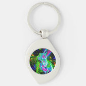 Psychedelische Konijnendraak in Neon Fantasy Sleutelhanger (Voorkant)