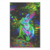 Psychedelische Konijnendraak in Neon Fantasy Sticker (Voorkant)