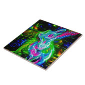 Psychedelische Konijnendraak in Neon Fantasy Tegeltje (Zijkant)