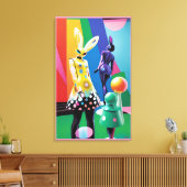 Psychedelische Konijnenwereld Canvas Afdruk (Insitu (Woonkamer))