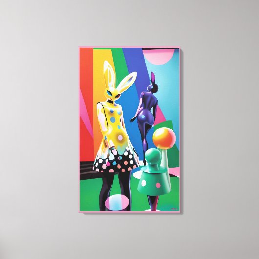 Psychedelische Konijnenwereld Canvas Afdruk (Voorkant)