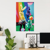 Psychedelische Konijnenwereld Poster (Thuiskantoor)
