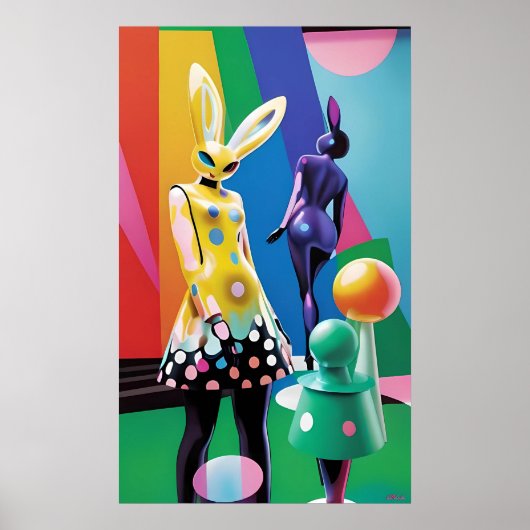 Psychedelische Konijnenwereld Poster (Voorkant)
