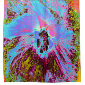 Psychedelische korenbloem blauw en magenta hibiscu douchegordijn (Voorkant)