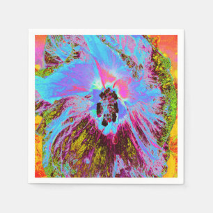 Psychedelische korenbloem blauw en magenta hibiscu servet