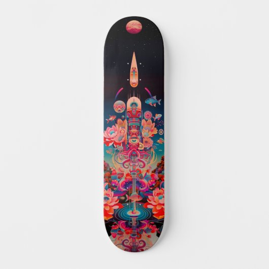 Psychedelische kosmische bloomy trip skateboard (Voorkant)