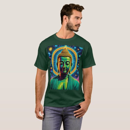 Psychedelische Kosmische Boeddha Glow Shirt (Voorkant volledig)