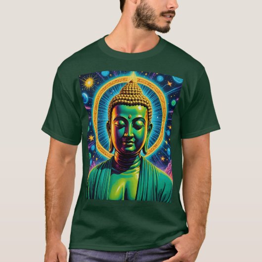 Psychedelische Kosmische Boeddha Glow Shirt (Voorkant)