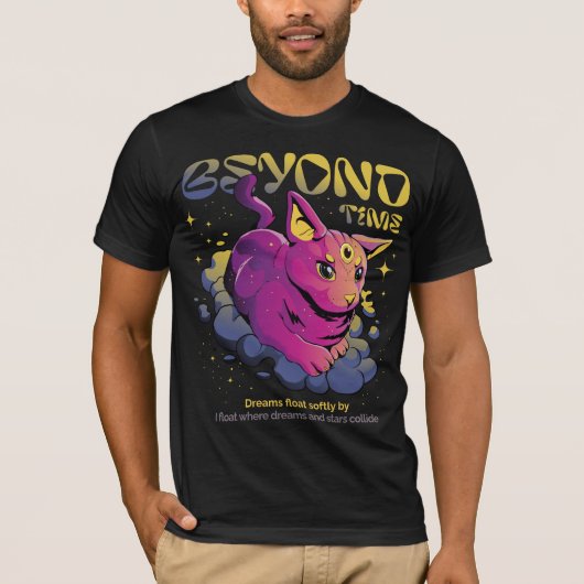 Psychedelische Kosmische Kat - Beyond Time T-shirt (Voorkant)