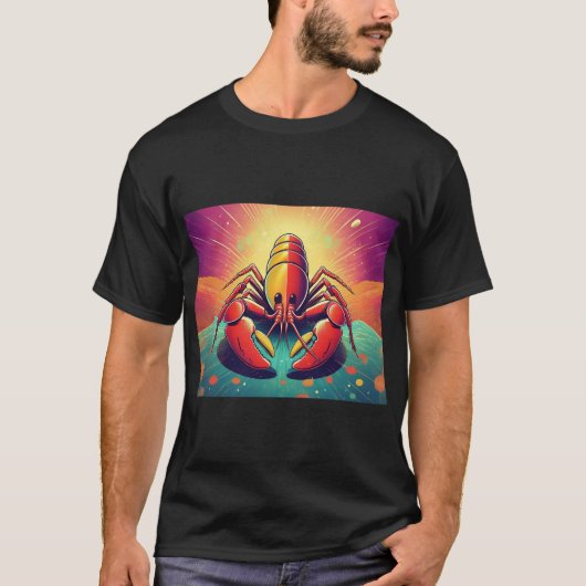 Psychedelische kreeft Ocean Art T-shirt (Voorkant)