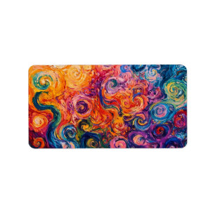Psychedelische kronkels olieverfschilderij etiket