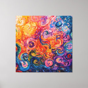 Psychedelische Krullen Olie Schilderij Canvas Afdruk