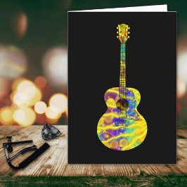 Psychedelische Kunst Akoestische Gitaar Muziekinst Kaart