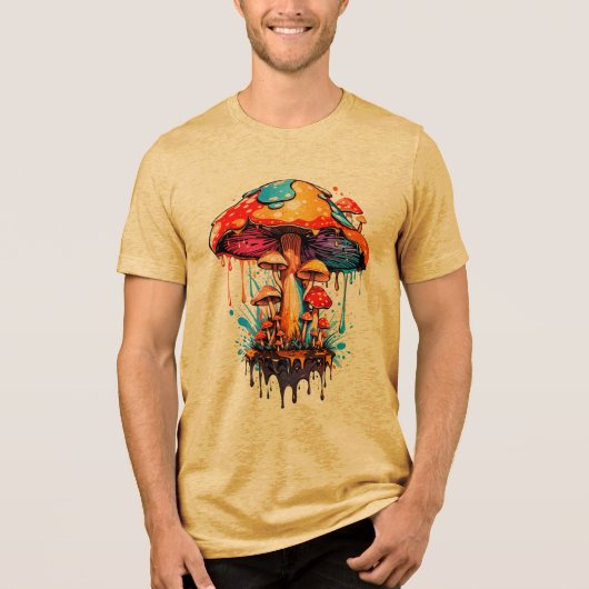 Psychedelische kunst - Groovy Mushroom Dripping Tri-Blend Shirt (Voorkant)