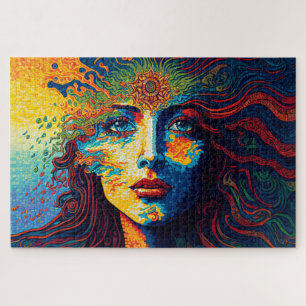 Psychedelische kunst portret van een vrouw legpuzzel