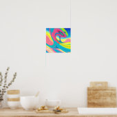 Psychedelische Kunst Roze Groen Poster (Keuken)
