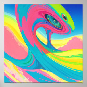 Psychedelische Kunst Roze Groen Poster