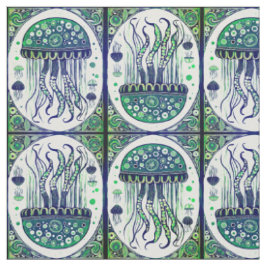 Psychedelische kwal Art Nouveau Style Stof