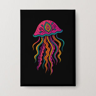 Psychedelische Kwallen Knop – Oceaan Vibes Button