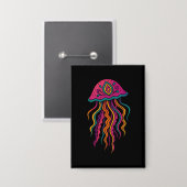 Psychedelische Kwallen Knop – Oceaan Vibes Button (Voorkant / Achterkant)
