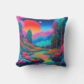 Psychedelische landschap roze groene kunst kussen (Voorkant)