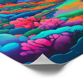 Psychedelische landschap roze groene kunst poster (Hoek)