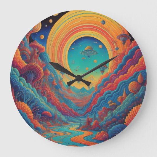 Psychedelische landschapsreis grote klok (Voorkant)