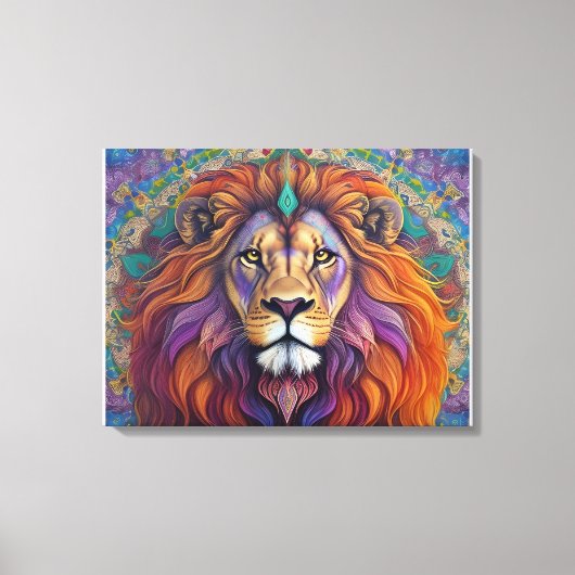 Psychedelische leeuw met caleidoscoop canvas afdruk (Voorkant)