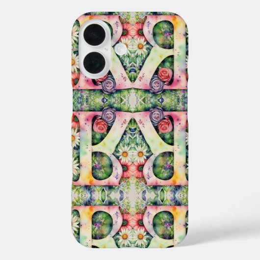 Psychedelische letter R Patroon Bloemen Waterverf Case-Mate iPhone Case (Achterkant)