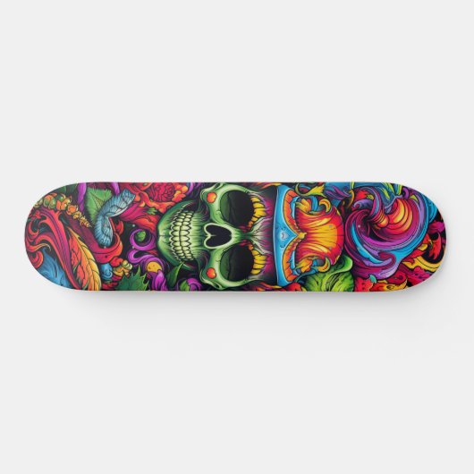Psychedelische levendige Abstracte schedel stedeli Persoonlijk Skateboard (Horizontaal)