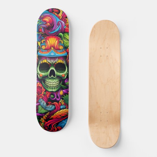 Psychedelische levendige Abstracte schedel stedeli Persoonlijk Skateboard (Voorkant)