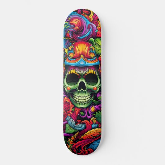Psychedelische levendige Abstracte schedel stedeli Persoonlijk Skateboard (Voorkant)