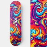 Psychedelische levendige Abstracte swirl urban gra Persoonlijk Skateboard<br><div class="desc">Rijd de golven van creativiteit met onze Psychedelic Vibrant Abstract Swirl Pattern Graffiti skateboard. Omarm de levendige chaos onder je voeten en val op in stijl. Personaliseer met jouw naam of u kunt het verwijderen. Dit is nog eens 100% Snuggle Hamster Design.</div>