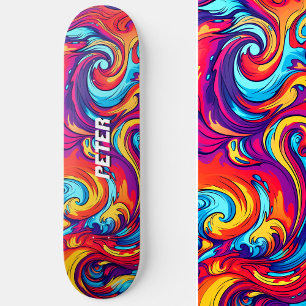 Psychedelische levendige Abstracte swirl urban gra Persoonlijk Skateboard