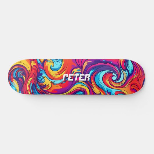 Psychedelische levendige Abstracte swirl urban gra Persoonlijk Skateboard (Horizontaal)