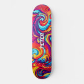 Psychedelische levendige Abstracte swirl urban gra Persoonlijk Skateboard (Voorkant)