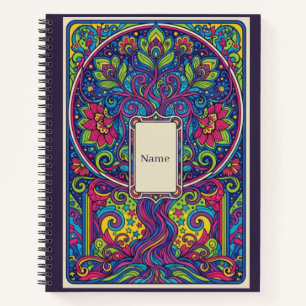 Psychedelische Levensboom Neon Mandala Dagboek Notitieboek