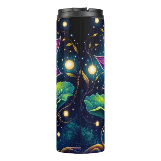 Psychedelische Lotus Bloem Kosmische Wortels Thermosbeker (Achterkant)