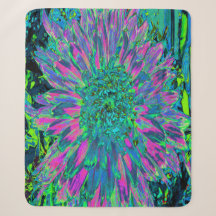 Psychedelische Magenta, Aqua en Limegroene Dahlia