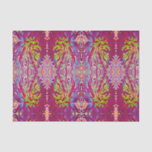Psychedelische Magenta en Gele Dahlia Bloem Tissuepapier (Voorkant)