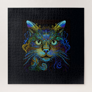 Psychedelische Maine Coon Kat in Blauw Legpuzzel