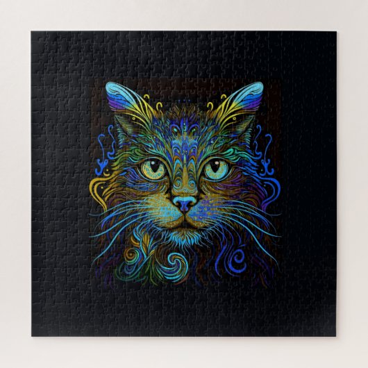 Psychedelische Maine Coon Kat in Blauw Legpuzzel (Verticaal)