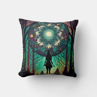 Psychedelische Mandala Bos Kussen | Boho Kunst